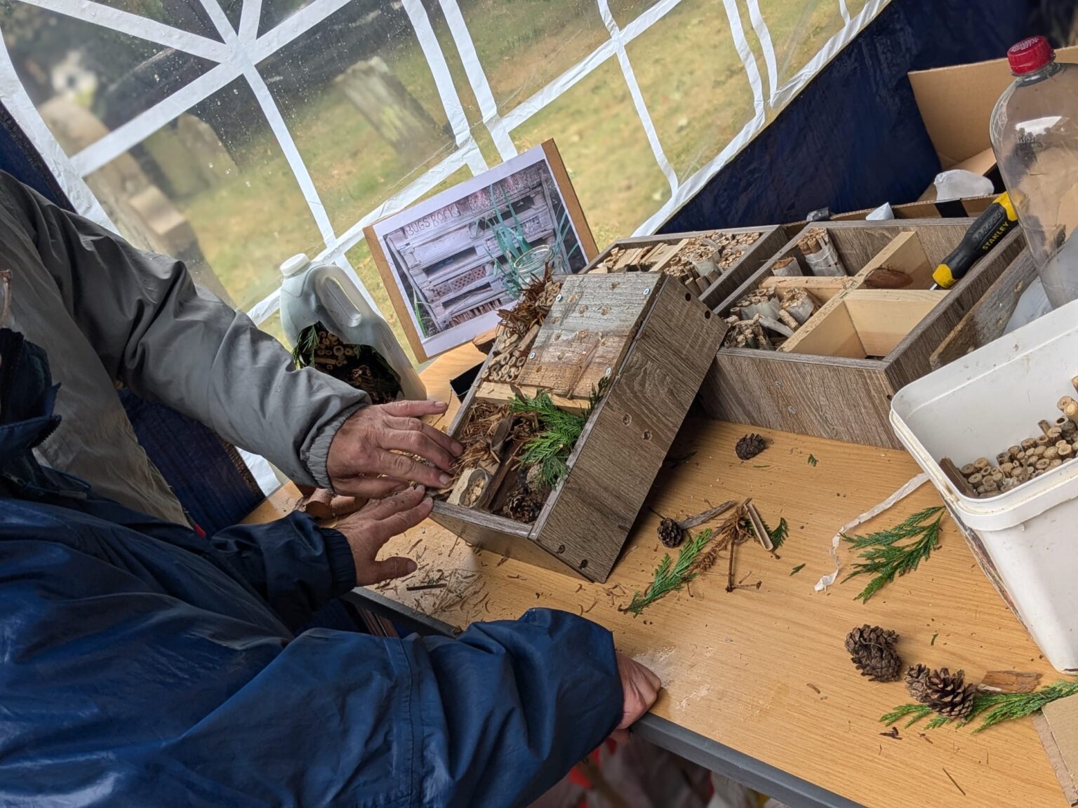 Young hands were hard at work creating bug hotels during the Environmental Fun Day.