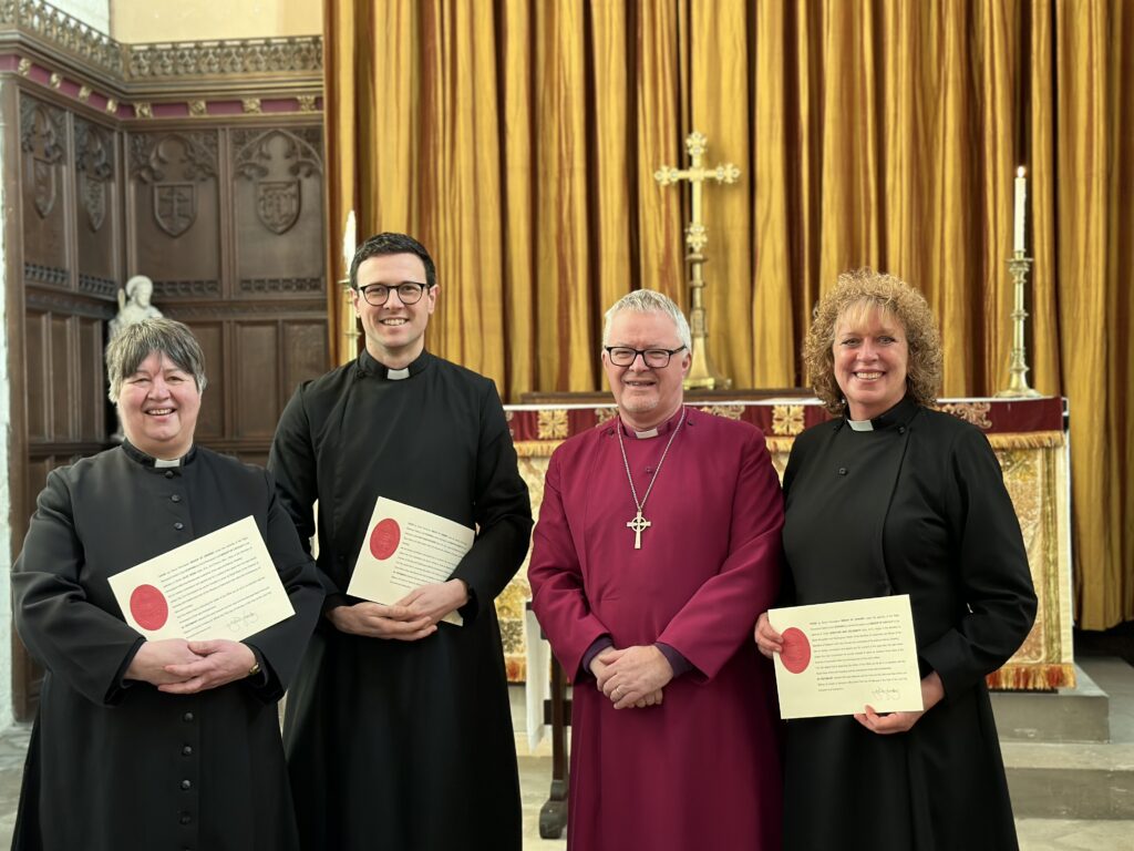 Three new church leaders with the Bishop of Grimsby